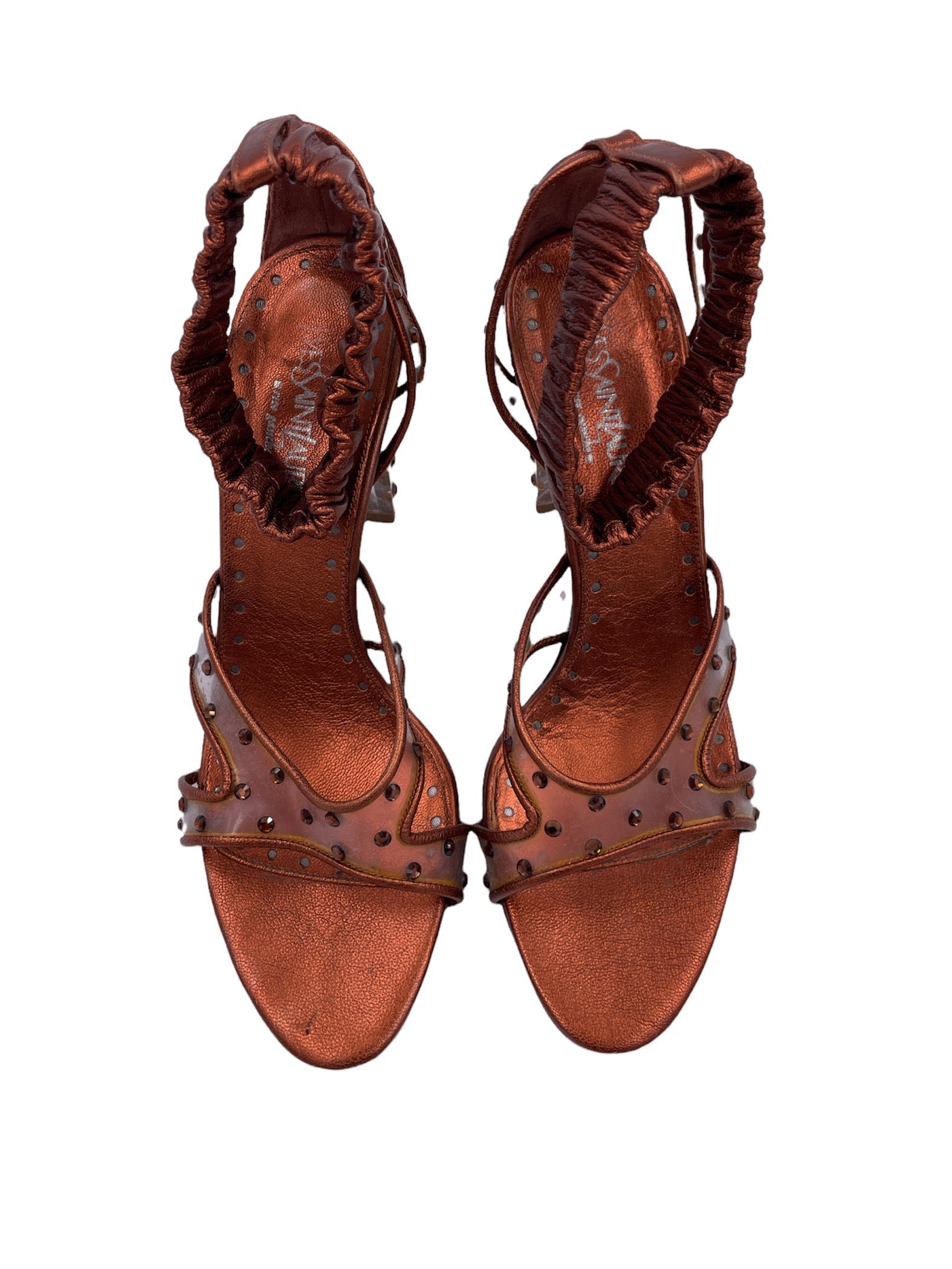 YSL Rive Gauche Metallic Gemstone Heels - The Kit Vintage