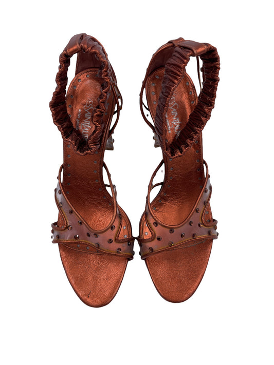 YSL Rive Gauche Metallic Gemstone Heels - The Kit Vintage
