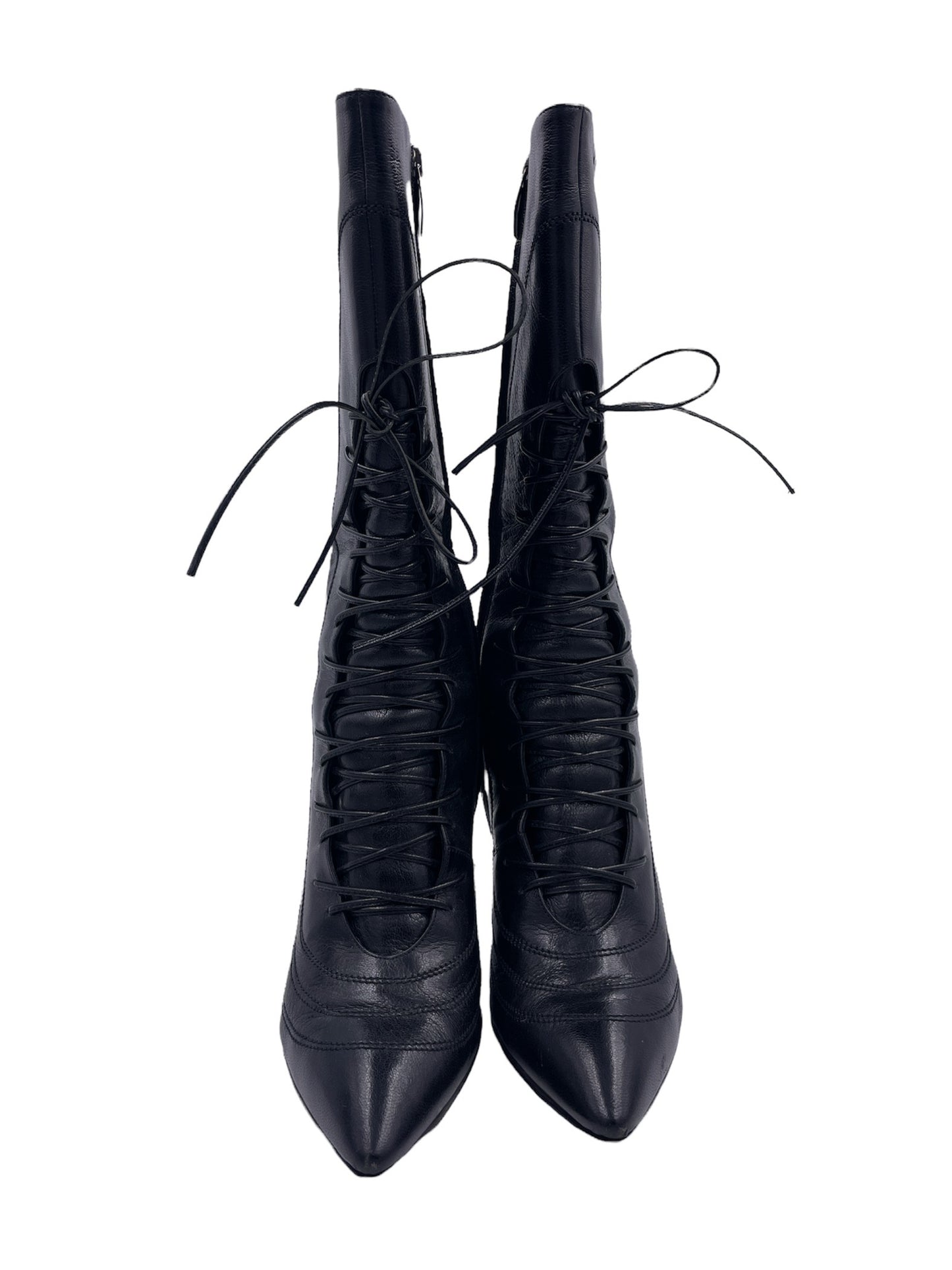 Sergio Rossi Leather Lace Up Heel Boots