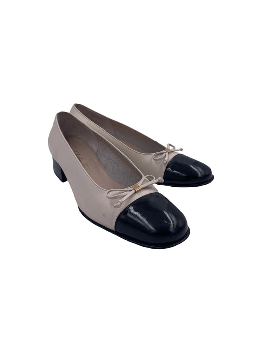 Salvatore Ferragamo Black & White Ballet Flat w Heel - The Kit Vintage