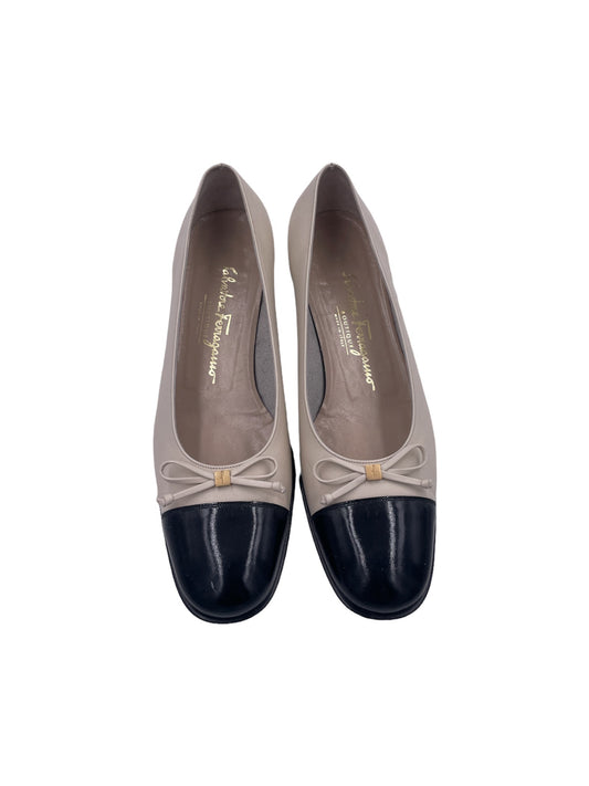 Salvatore Ferragamo Black & White Ballet Flat w Heel - The Kit Vintage