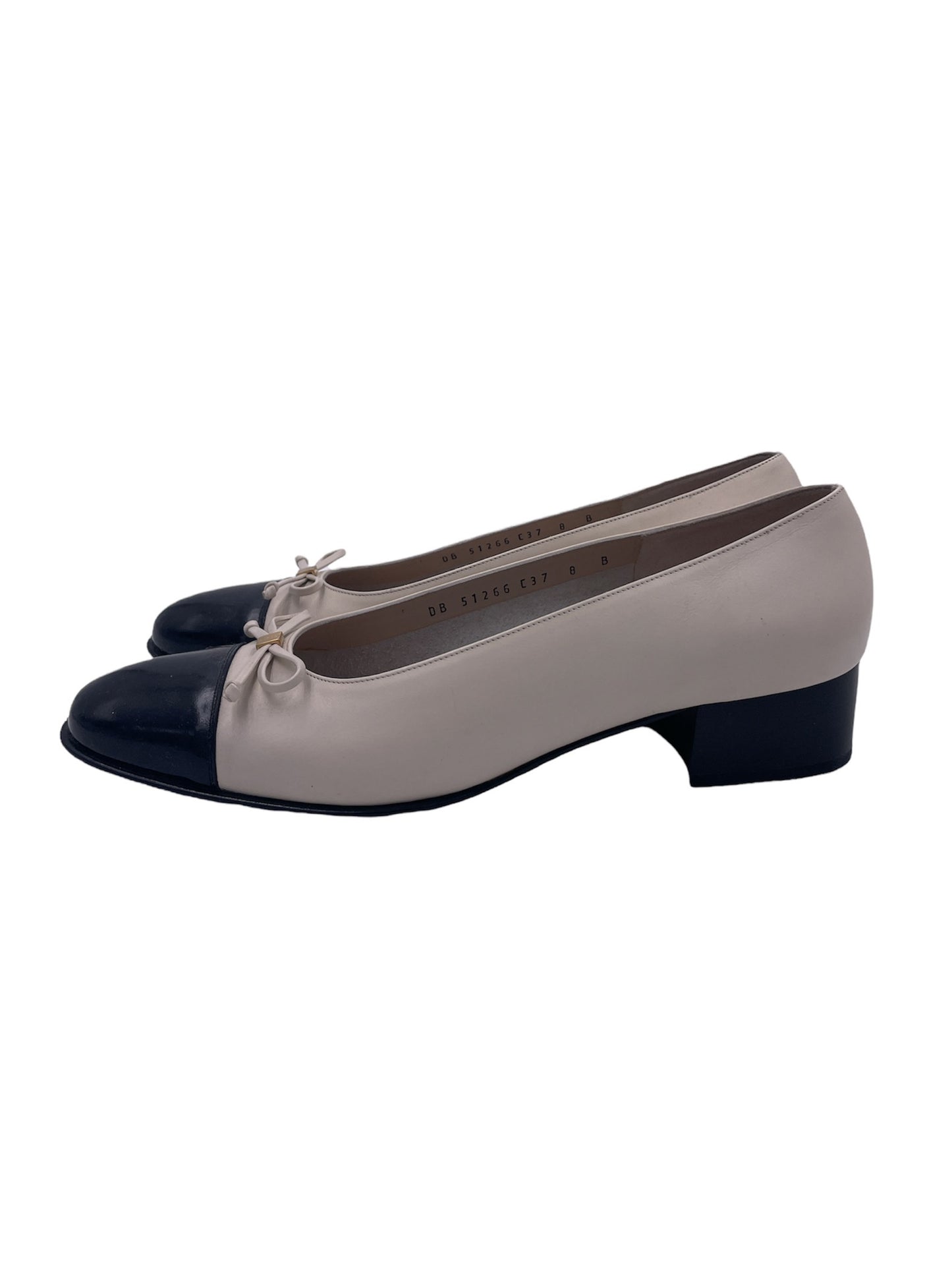 Salvatore Ferragamo Black & White Ballet Flat w Heel - The Kit Vintage