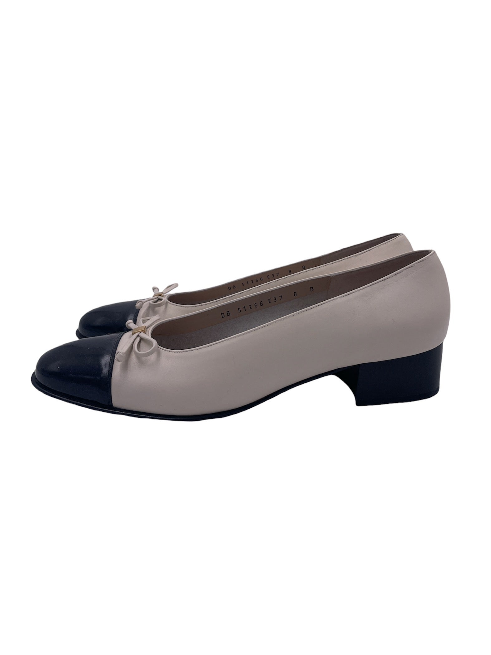 Salvatore Ferragamo Black & White Ballet Flat w Heel - The Kit Vintage