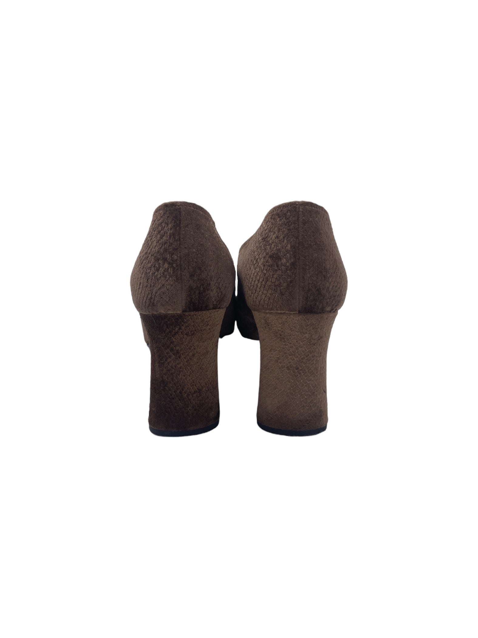 YSL Snakeskin Velvet Block Heel - The Kit Vintage