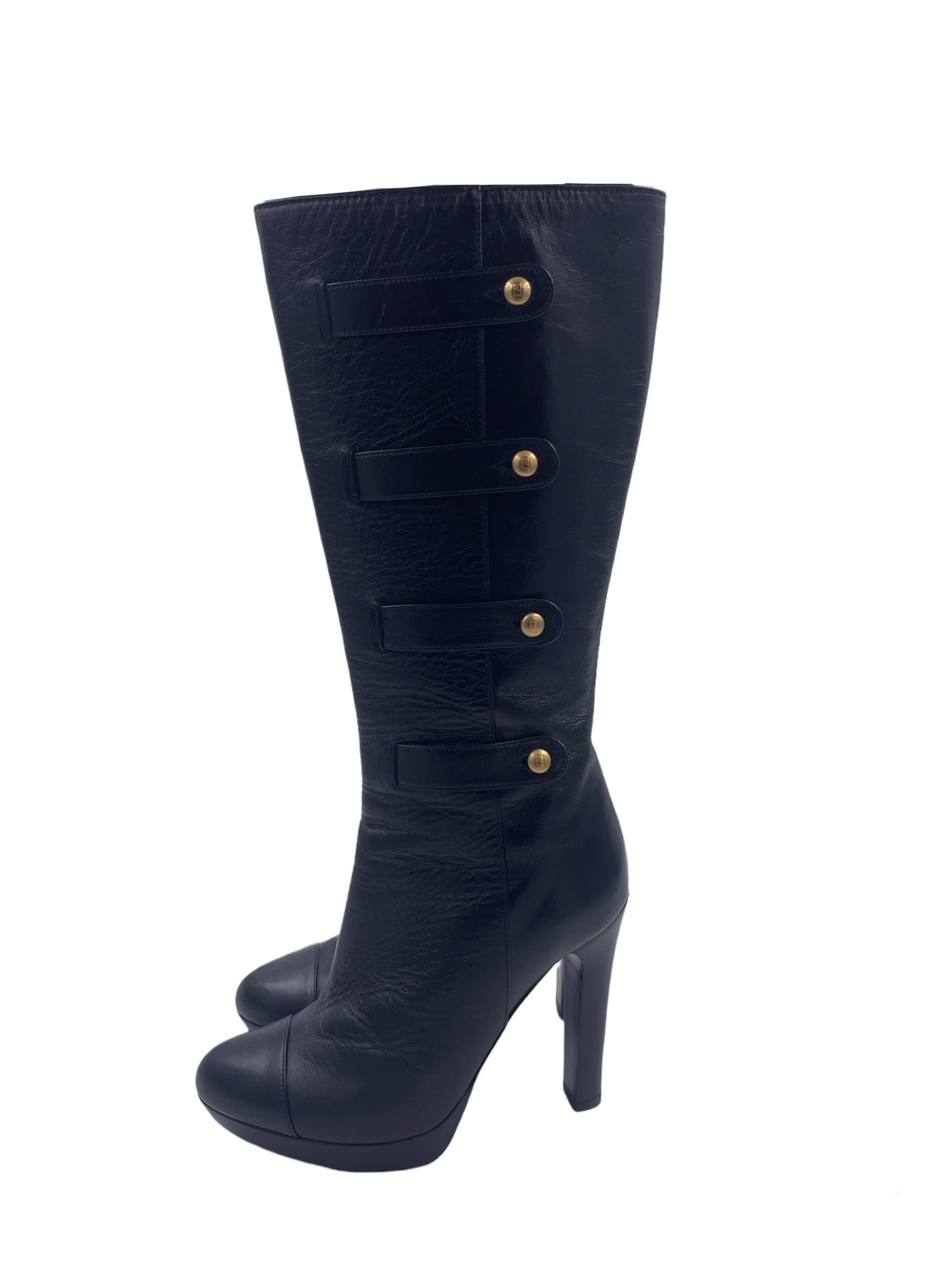 Fendi Black Leather Boot - The Kit Vintage