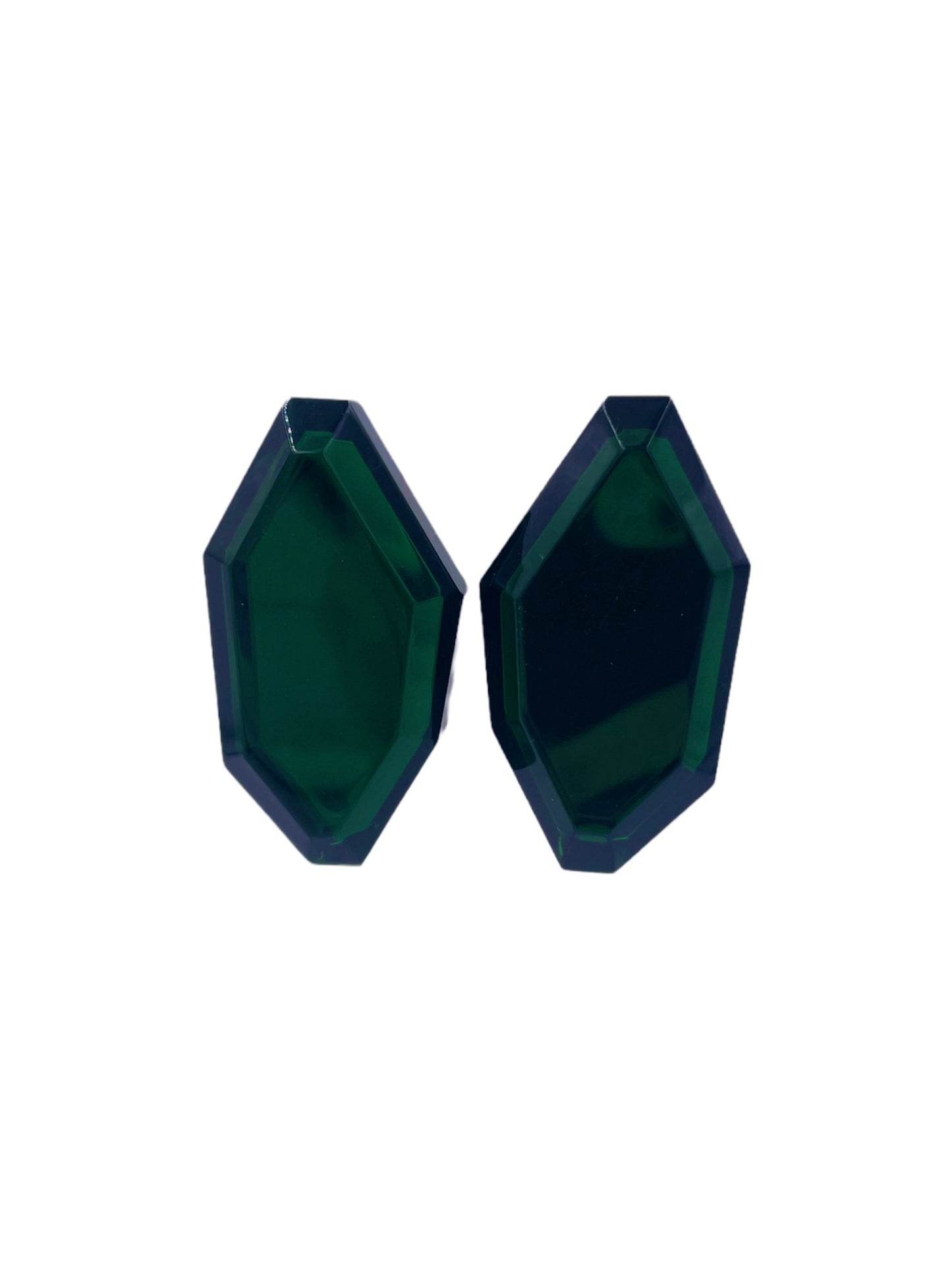 Large Emerald Colored Clip Earrings - The Kit Vintage