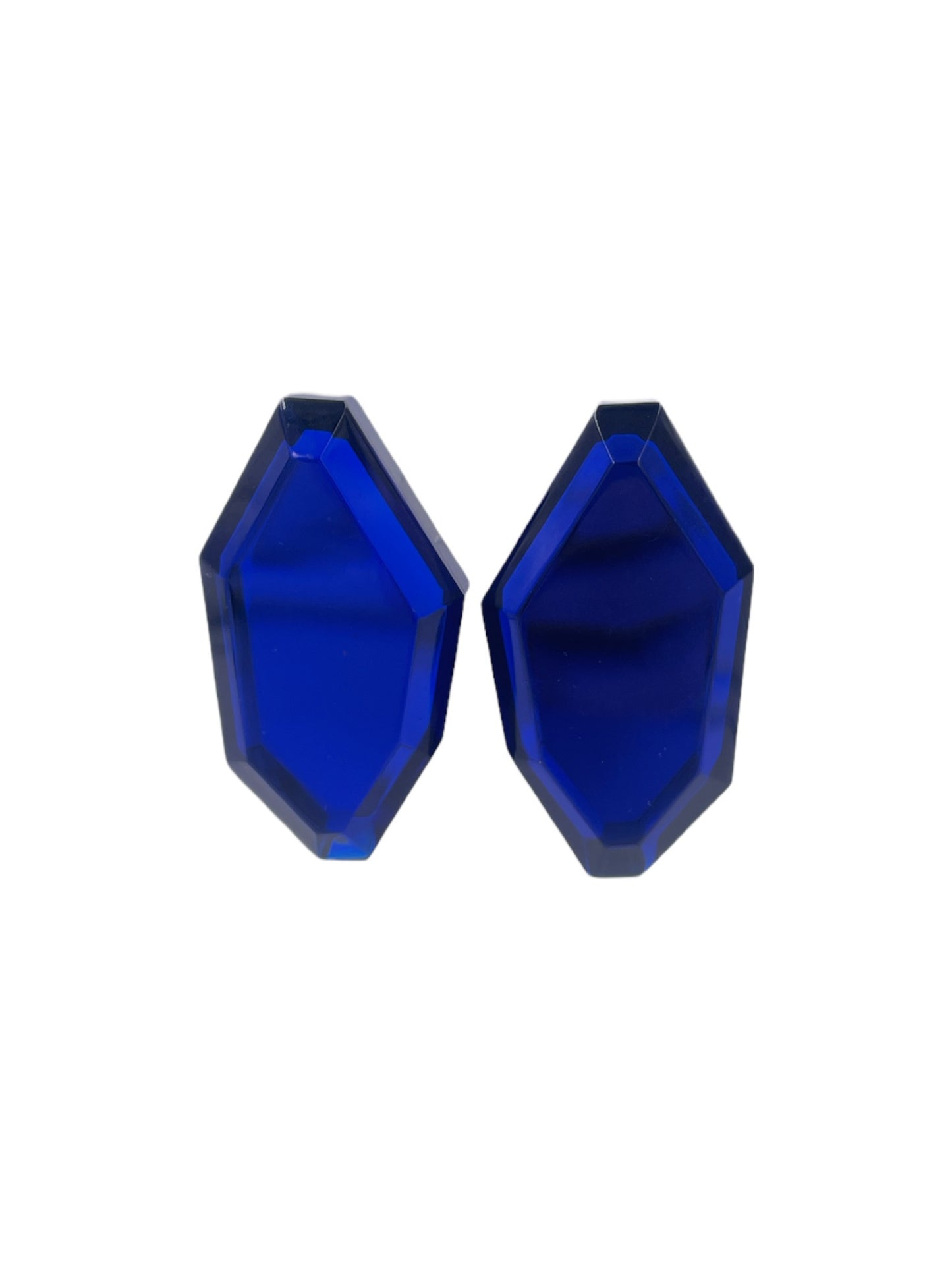Large Sapphire Colored Clip Earrings - The Kit Vintage