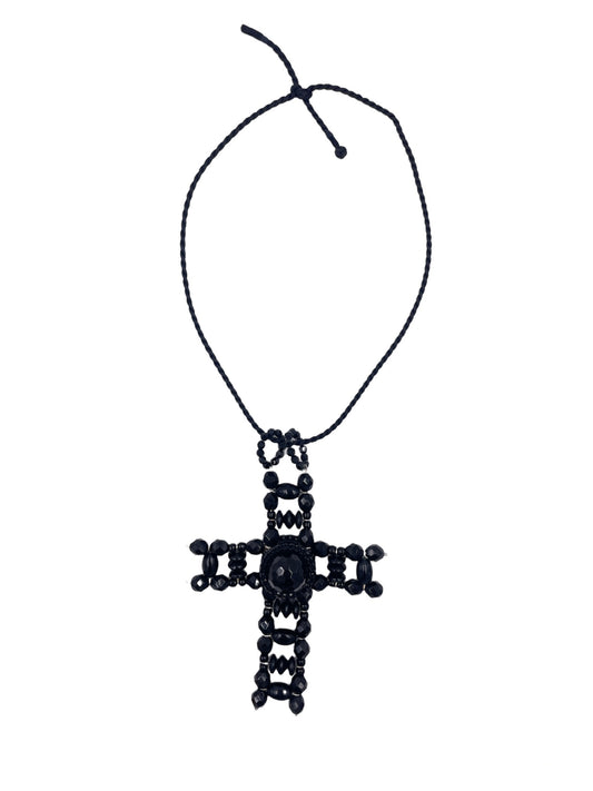 Erickson Beamon Black Beaded Cross - The Kit Vintage