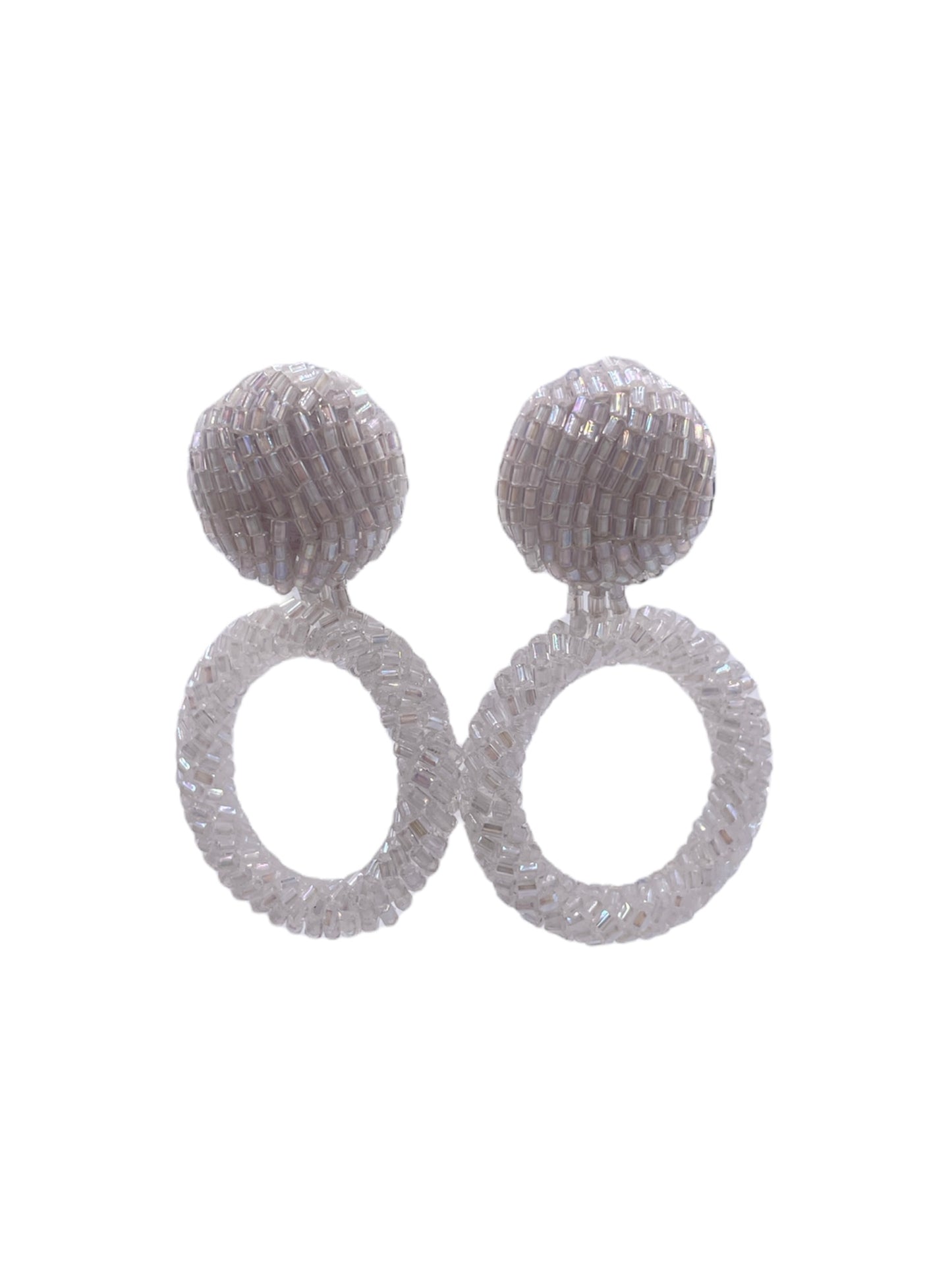 White Beaded Hoops - The Kit Vintage