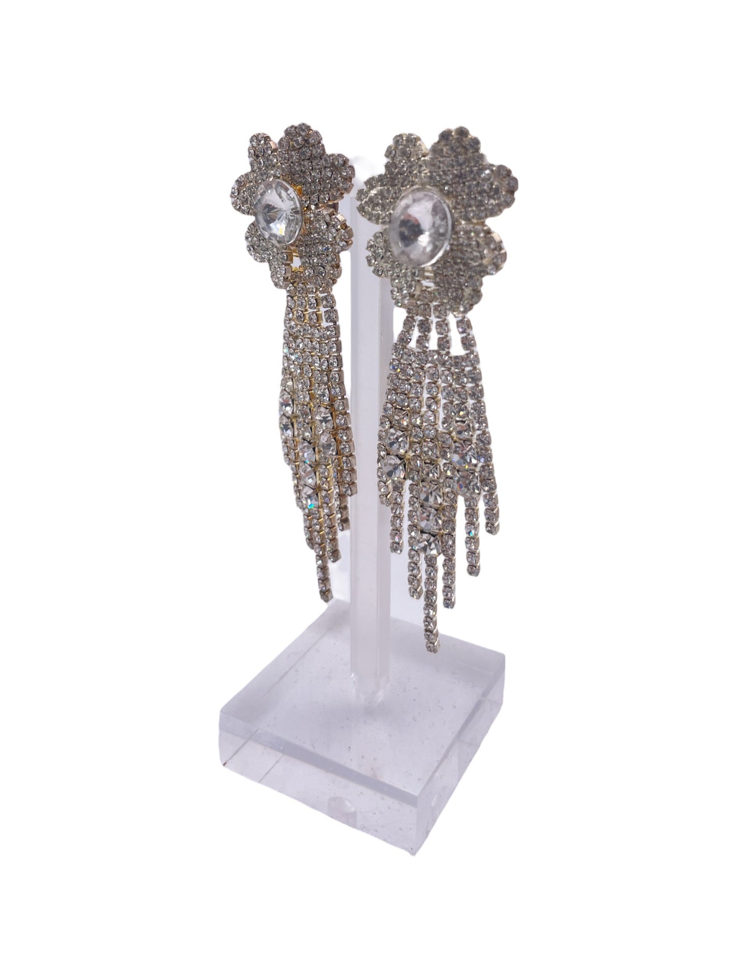 Crystal Flower Drop Earrings - The Kit Vintage