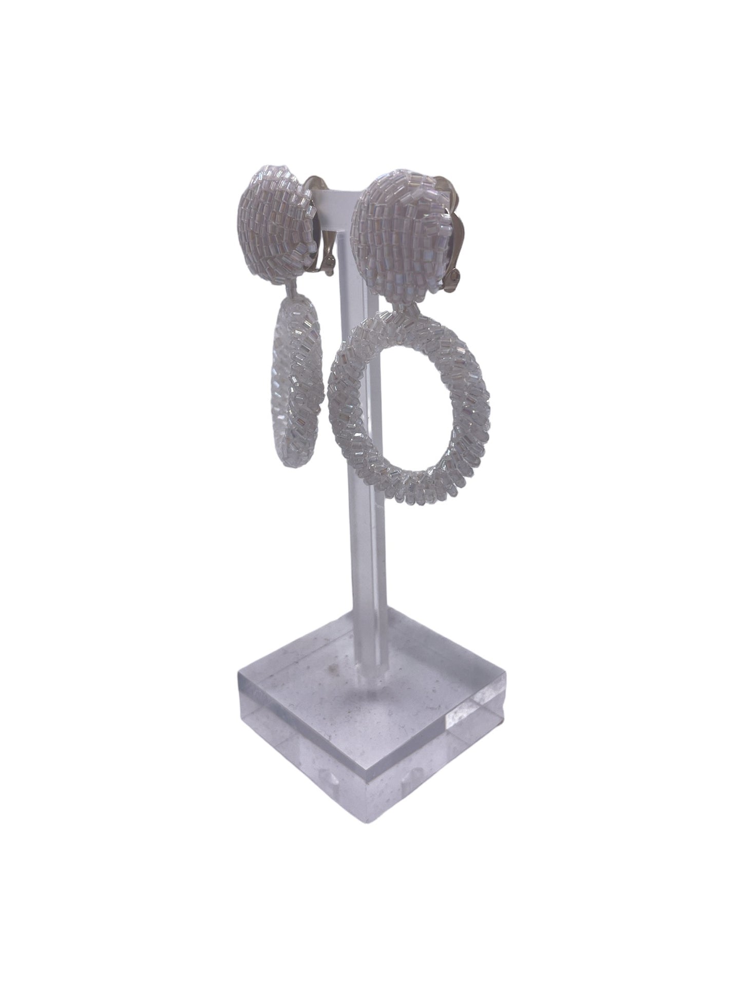 White Beaded Hoops - The Kit Vintage