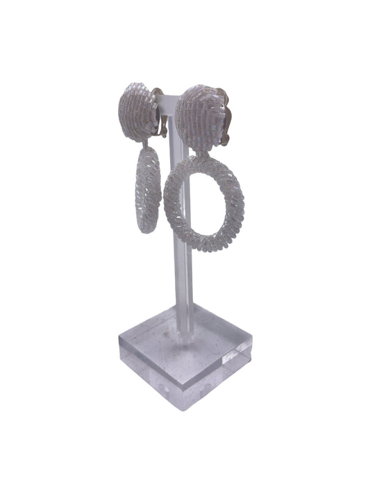 White Beaded Hoops - The Kit Vintage