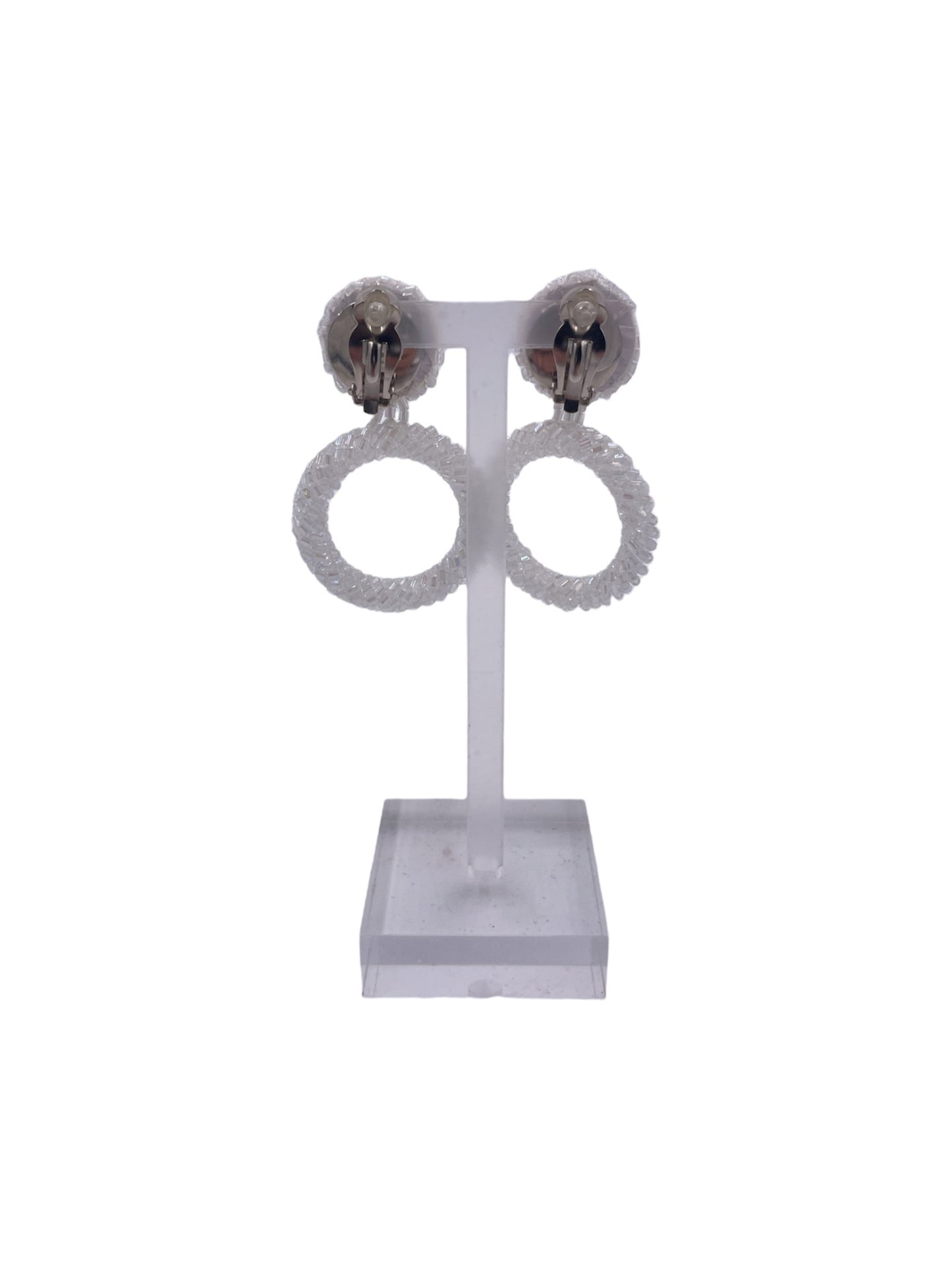 White Beaded Hoops - The Kit Vintage