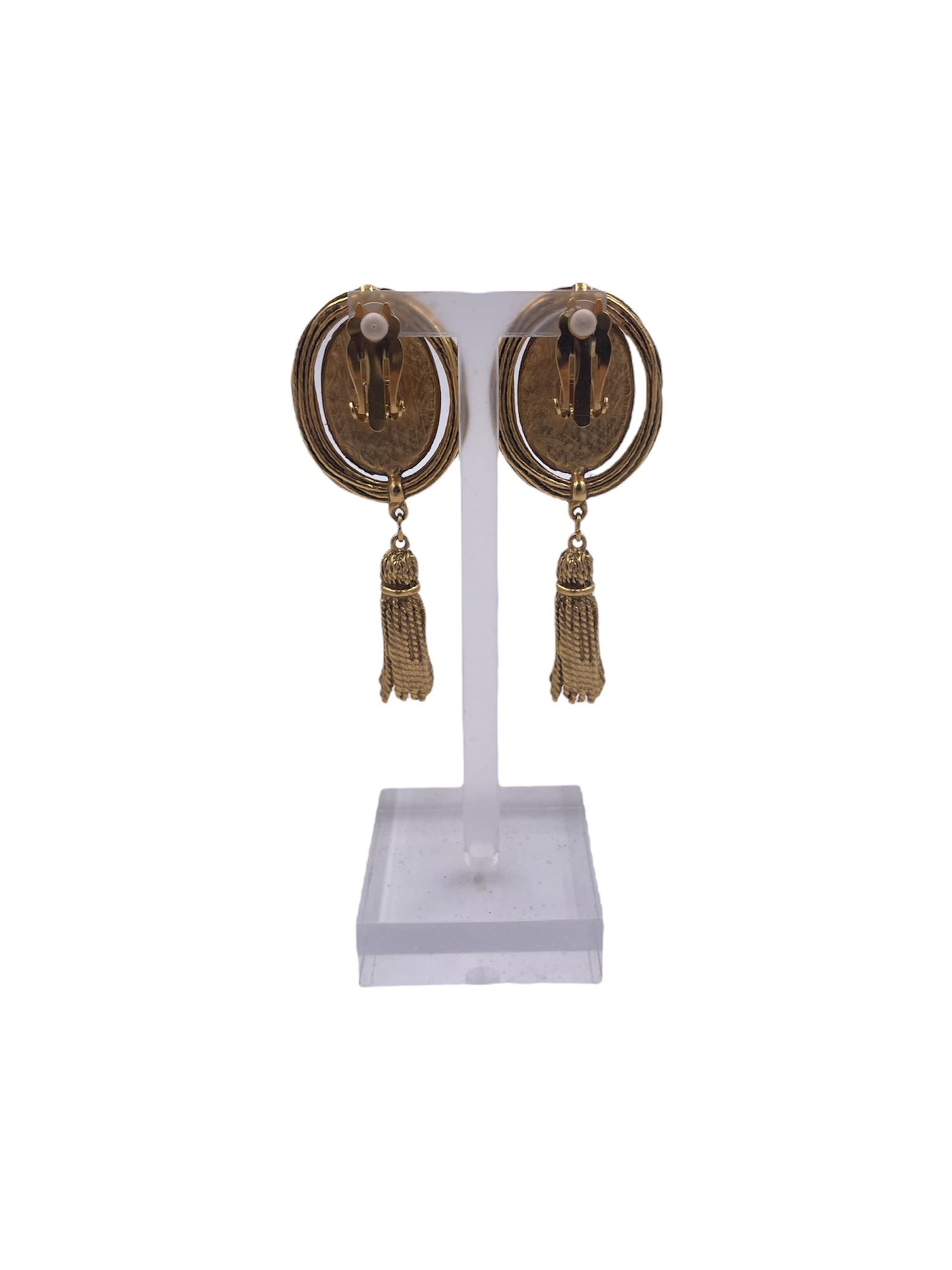 Green Stone Tassel Earring - The Kit Vintage