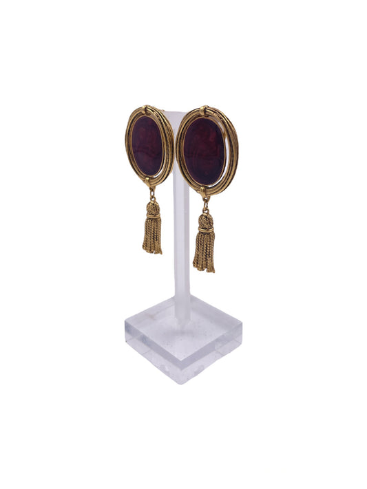 Rose Stone Tassel Earrings - The Kit Vintage