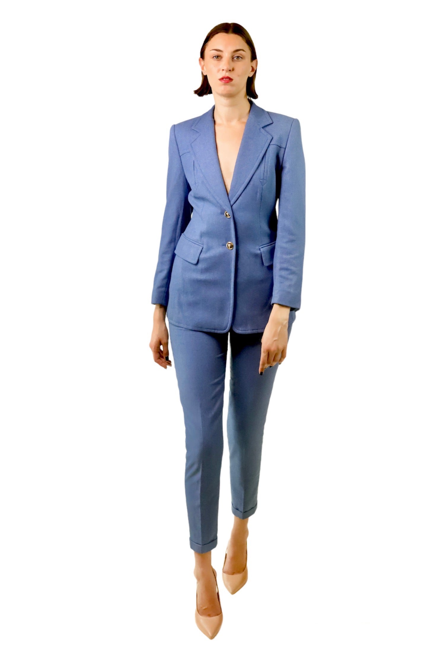 Escada Light Blue Wool Suit The Kit Vintage Escada Light Blue Wool Suit The Kit Vintage