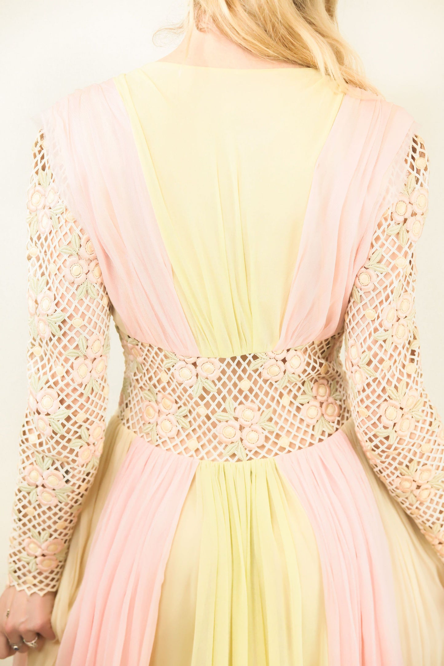 Herbert Schill Wien Chiffon with Lace Cut Out Waist Dress - The Kit Vintage