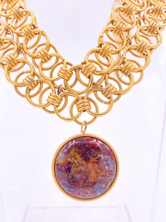Stone Pendant Gold Chain Necklace - The Kit Vintage
