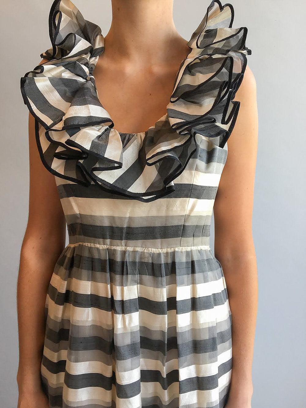 1960's Oscar De La Renta for Jane Derby Silk Striped Gown - The Kit Vintage