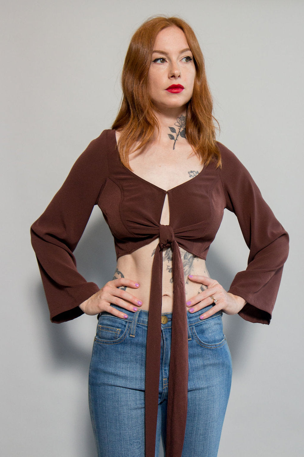90s Mark Wong Nark Cropped Tie Top - The Kit Vintage