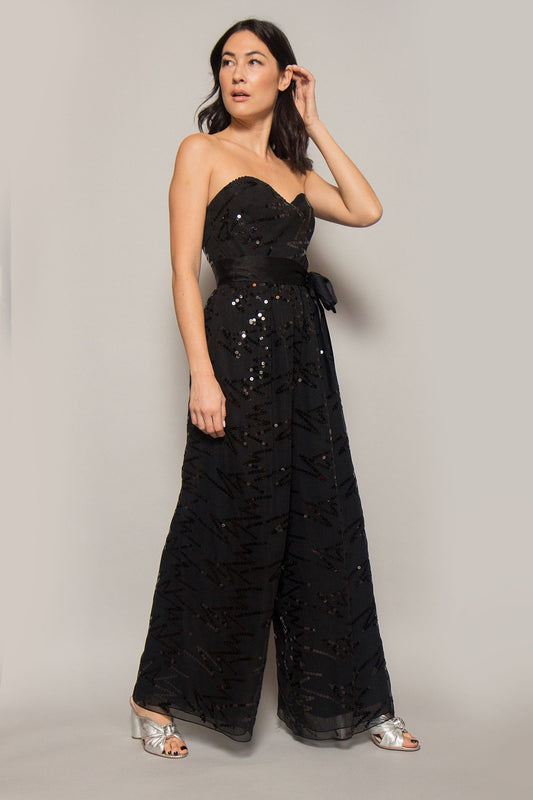 Ann Lawrence Strapless Sequin Jumpsuit - The Kit Vintage