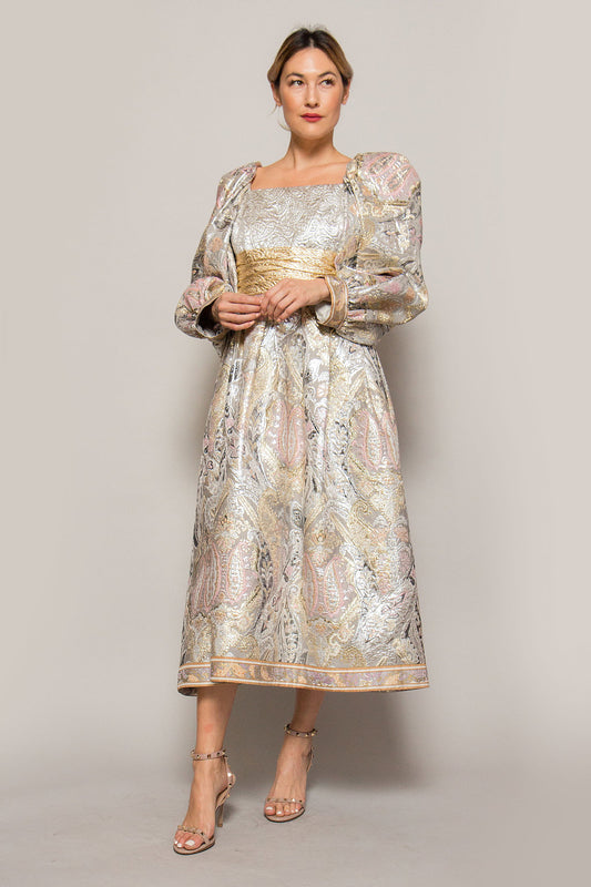 Leonard Metallic Tea Length Gown - The Kit Vintage