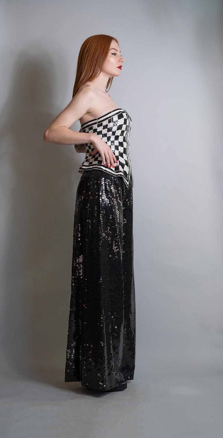 Ann Lawrence Sequin Checked Bustier and Sequin Pants - The Kit Vintage