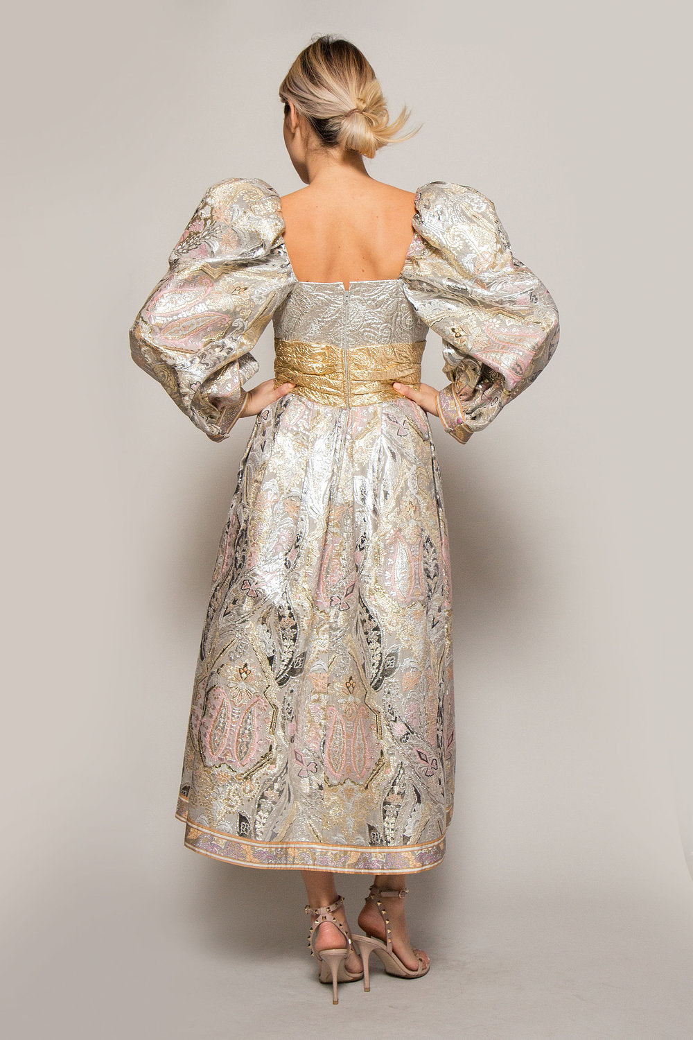 Leonard Metallic Tea Length Gown - The Kit Vintage