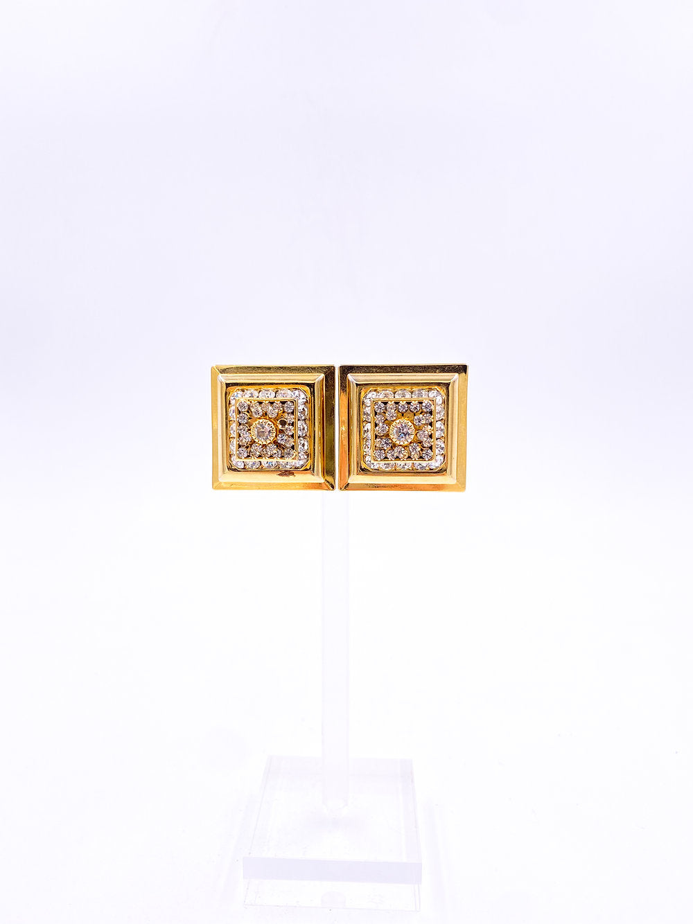 Square Crystal Clip-on Earrings - The Kit Vintage