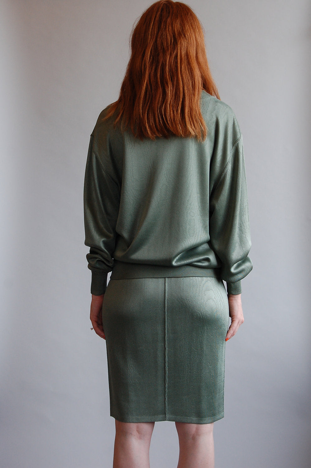1990s Azzedine Alaia Two Piece Top and Skirt Moire Set - The Kit Vintage