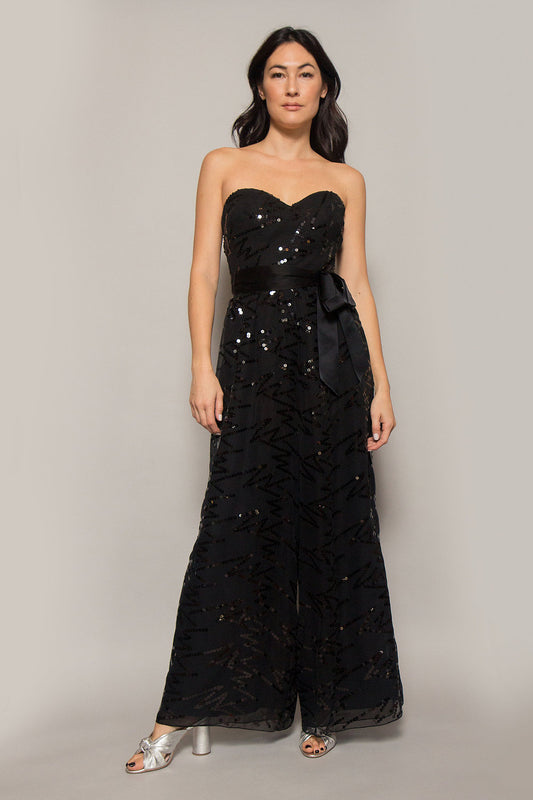 Ann Lawrence Strapless Sequin Jumpsuit