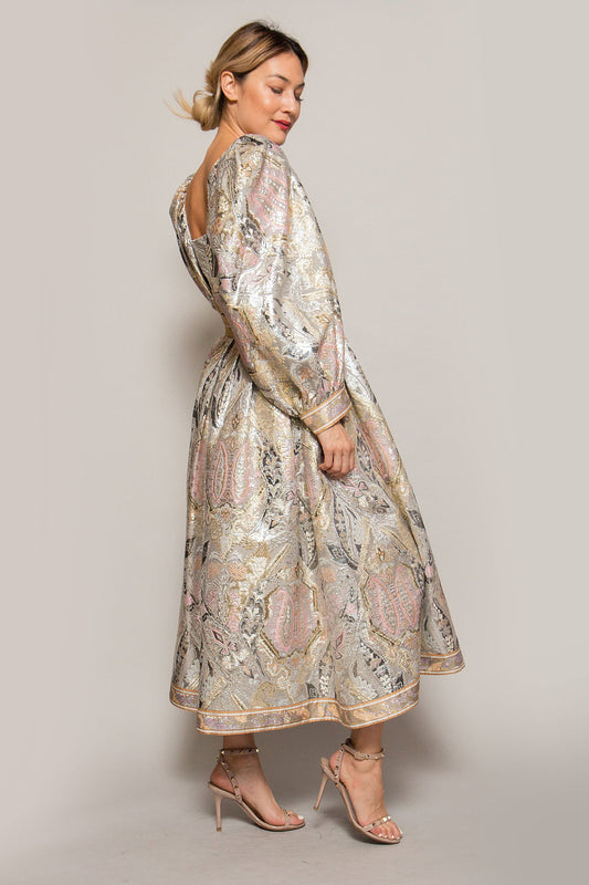 Leonard Metallic Tea Length Gown - The Kit Vintage