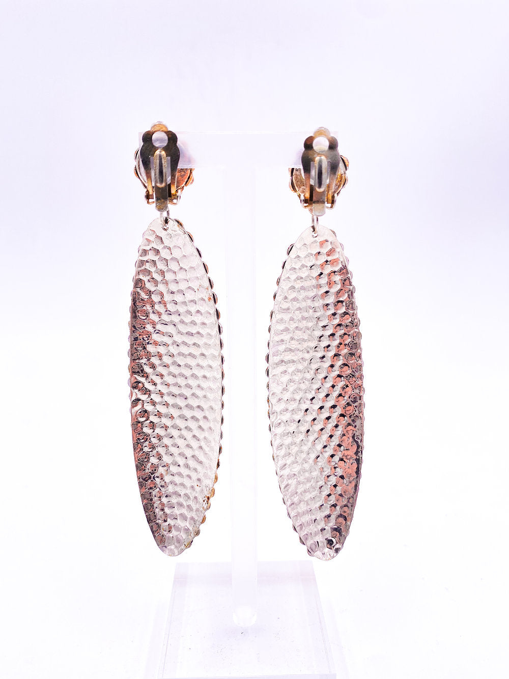 Gold Rhinestone Drop Clip-on Earrings