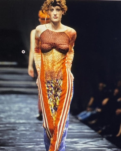 Jean Paul Gaultier Mesh Print Side Stripe Dress - The Kit Vintage