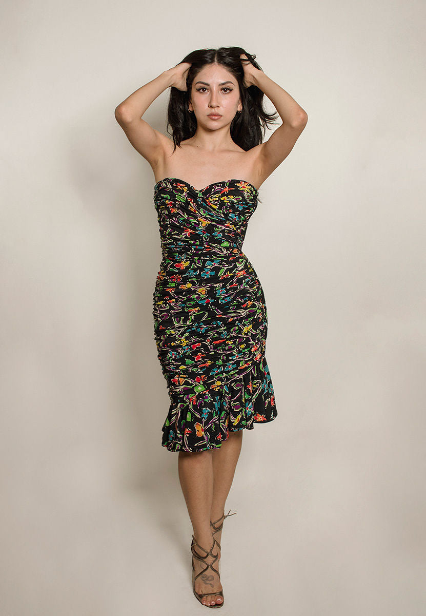 Ungaro Strapless Silk Dress - The Kit Vintage