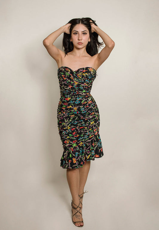 Ungaro Strapless Silk Dress - The Kit Vintage