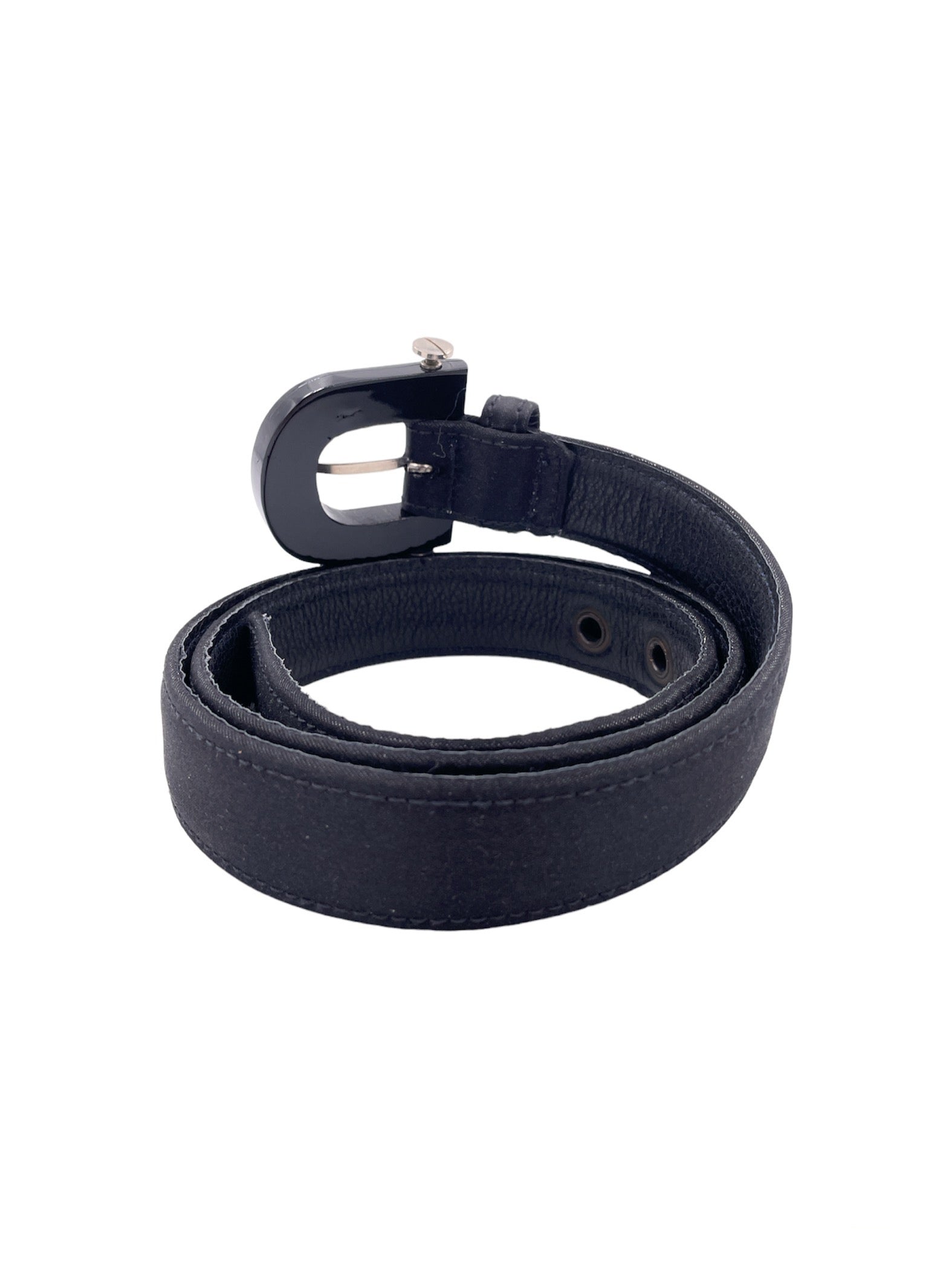 Black Lucite and Satin Belt - The Kit Vintage