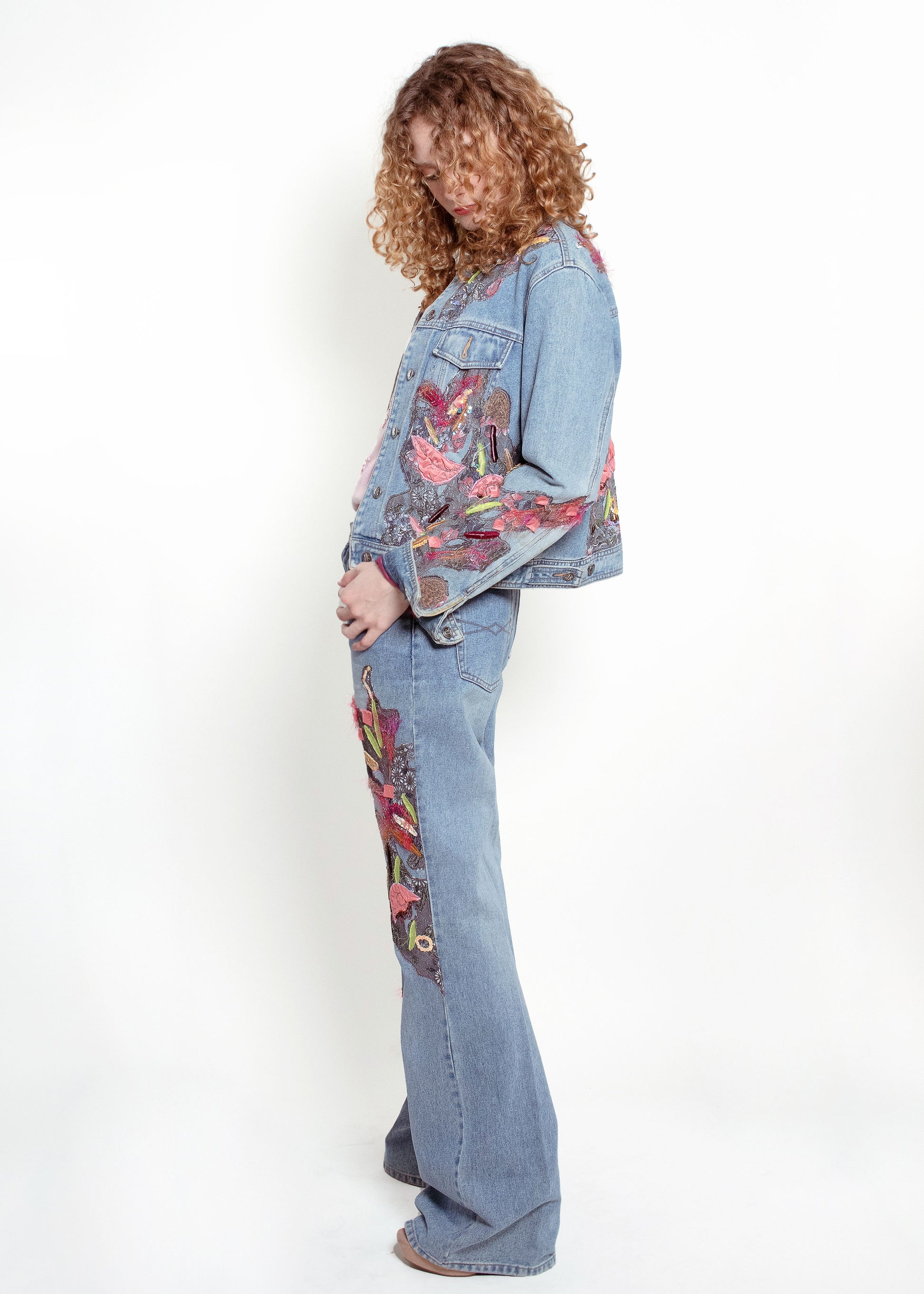 Embelished Denim Jacket/Denim Set - The Kit Vintage