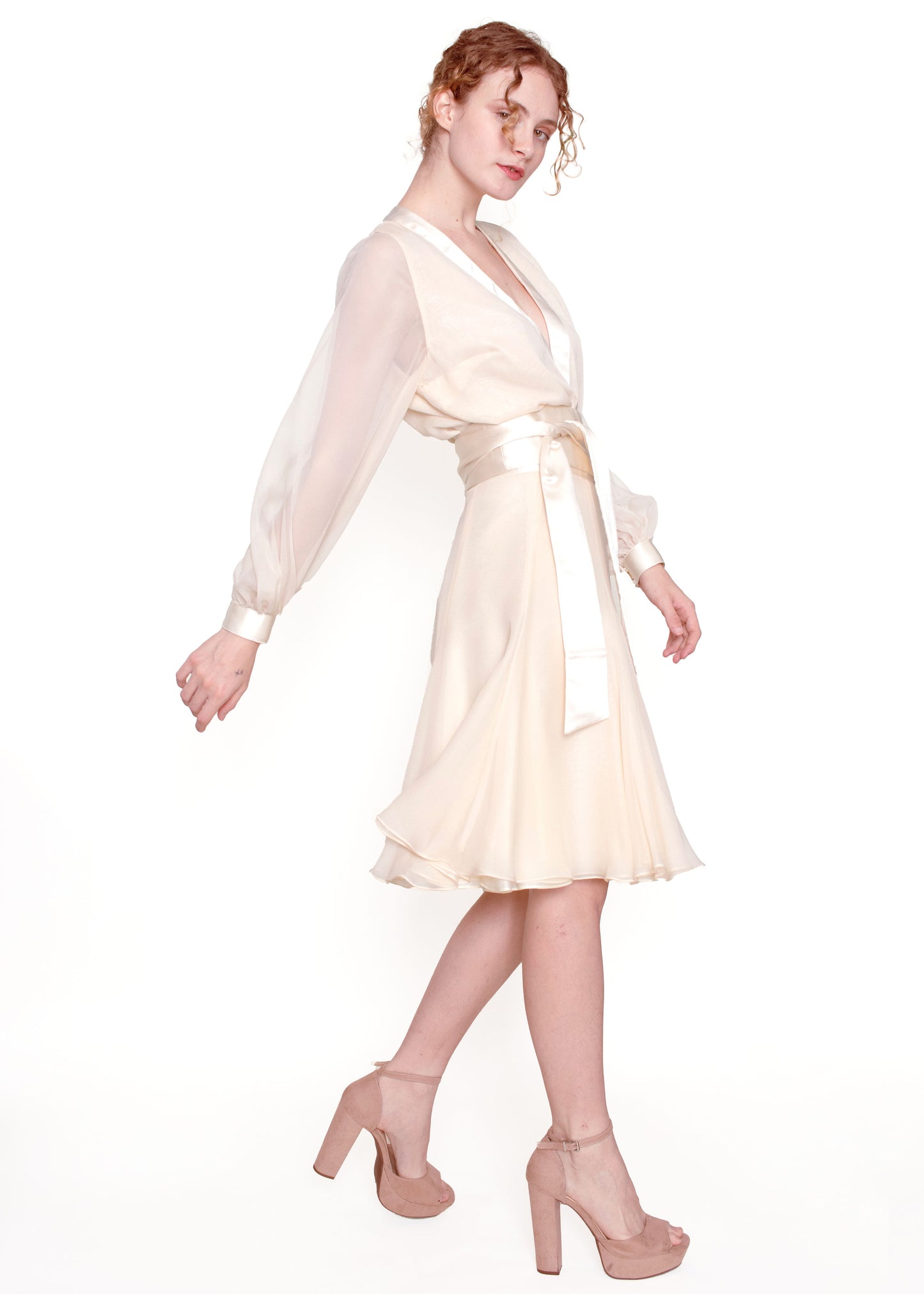 Estevez Silk Chiffon Skirt Set W/ Belt