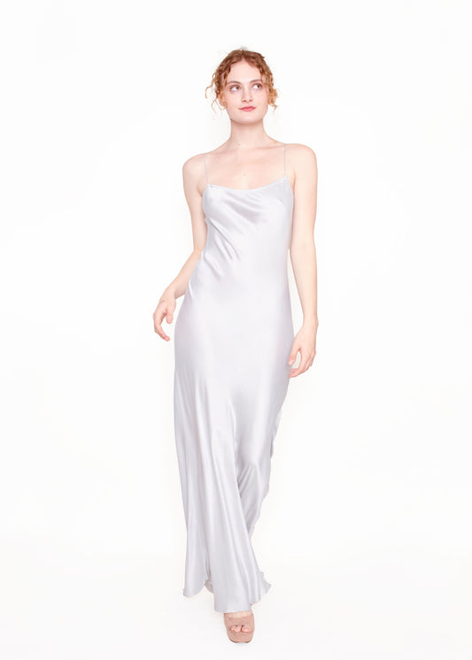 Jane Booke Silk Silver High Back Slip Dress - The Kit Vintage