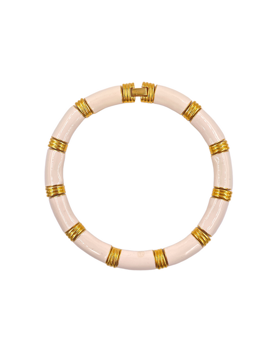 Napier Gold and White Enamel Necklace - The Kit Vintage