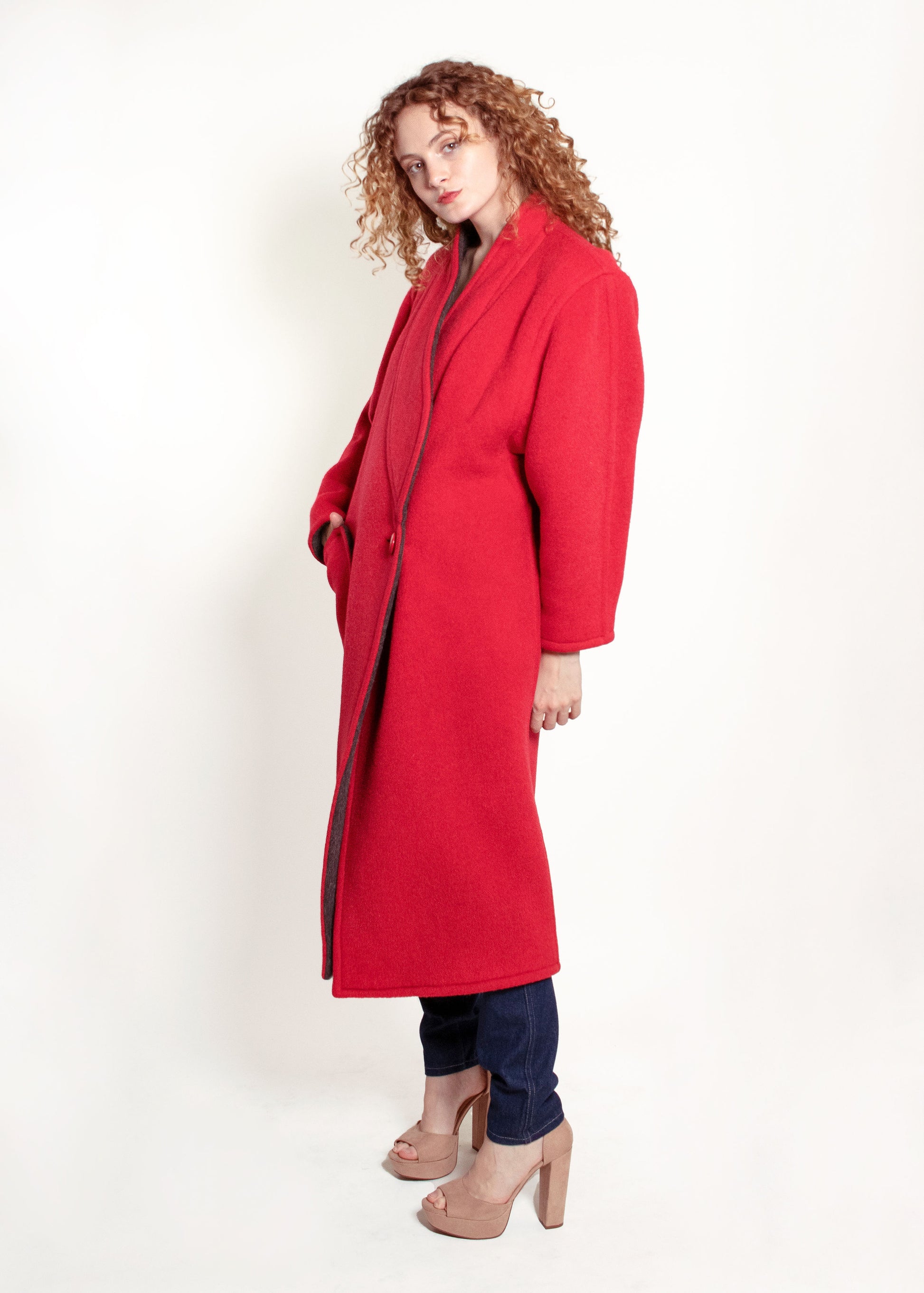 Courreges Red Wool Coat - The Kit Vintage