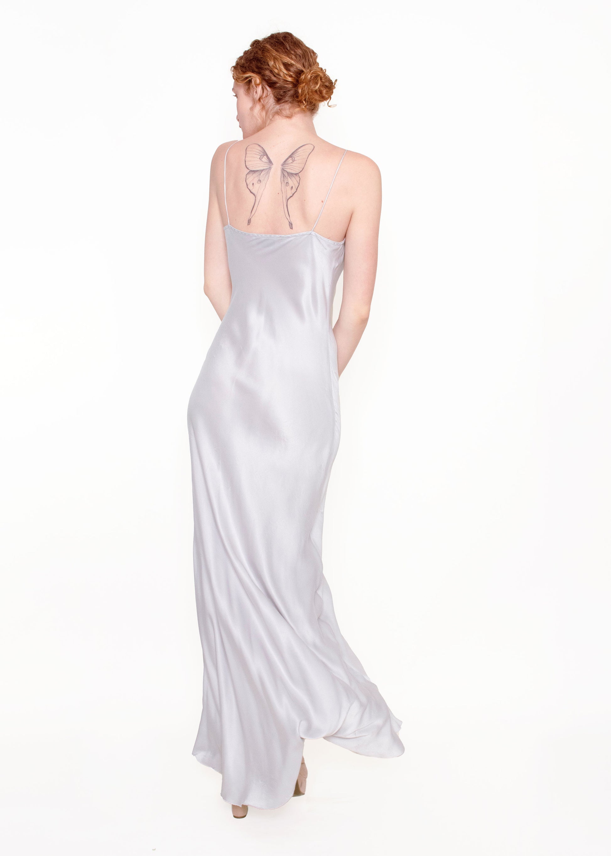 Jane Booke Silk Silver High Back Slip Dress - The Kit Vintage