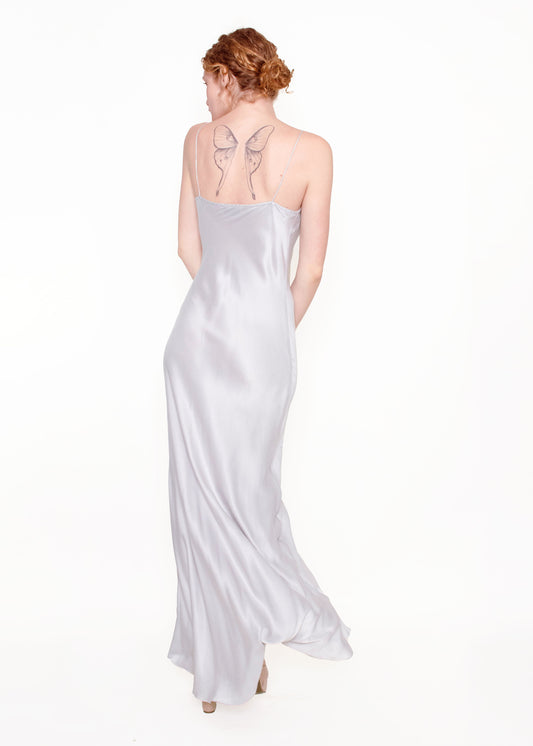 Jane Booke Silk Silver High Back Slip Dress - The Kit Vintage
