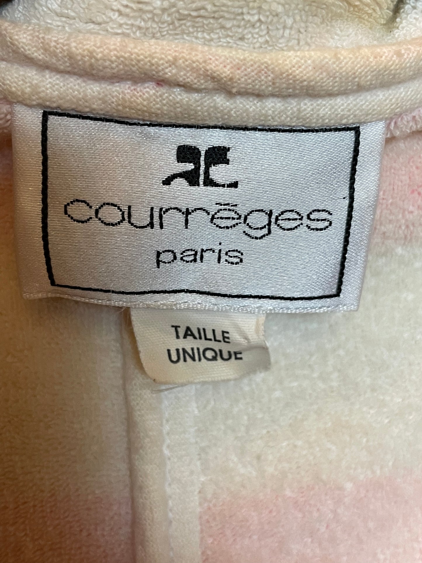 Courreges Pink/White Stripe Leather Nautical Coat