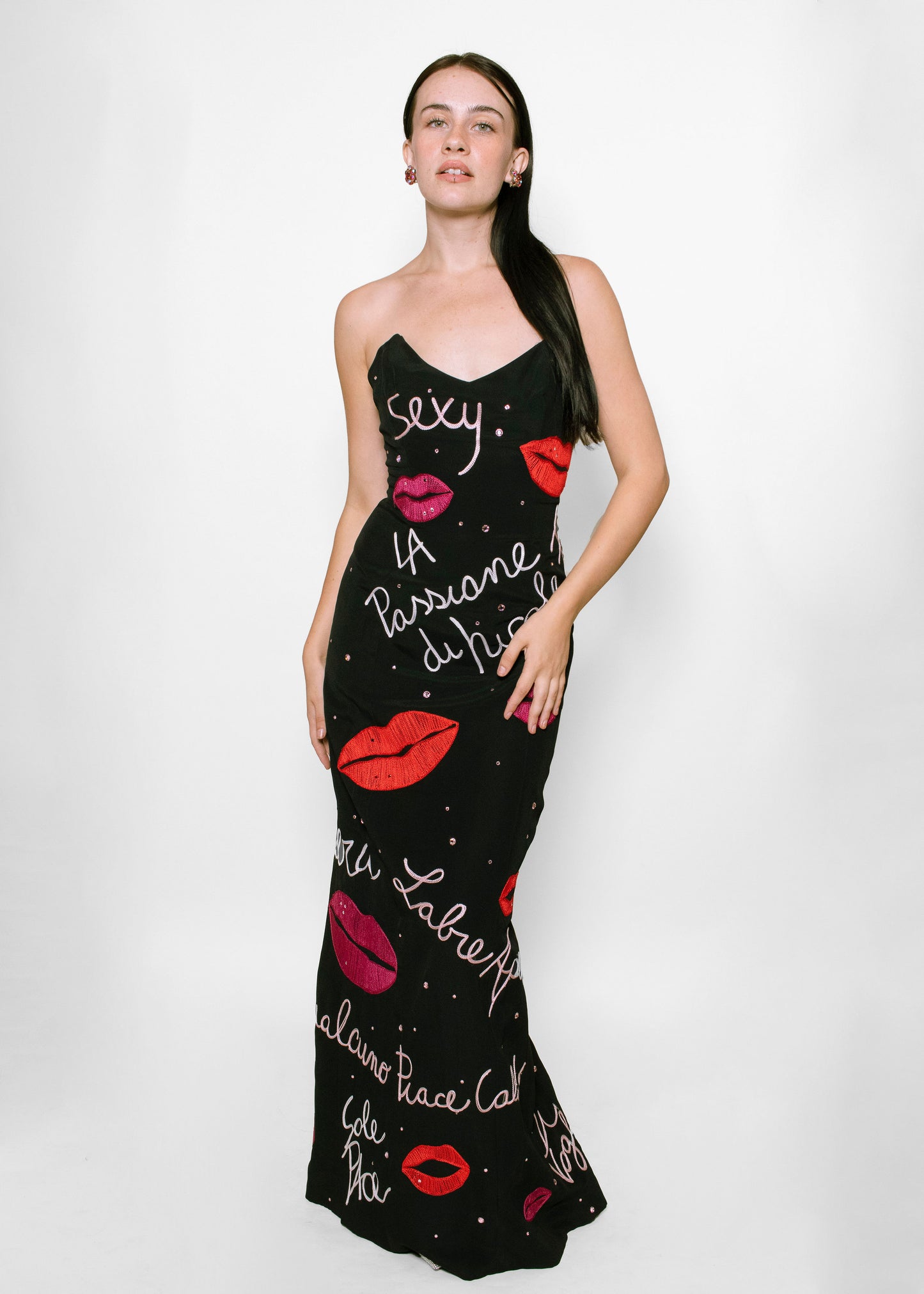 Nicole Miller Strapless Lips Dress - The Kit Vintage