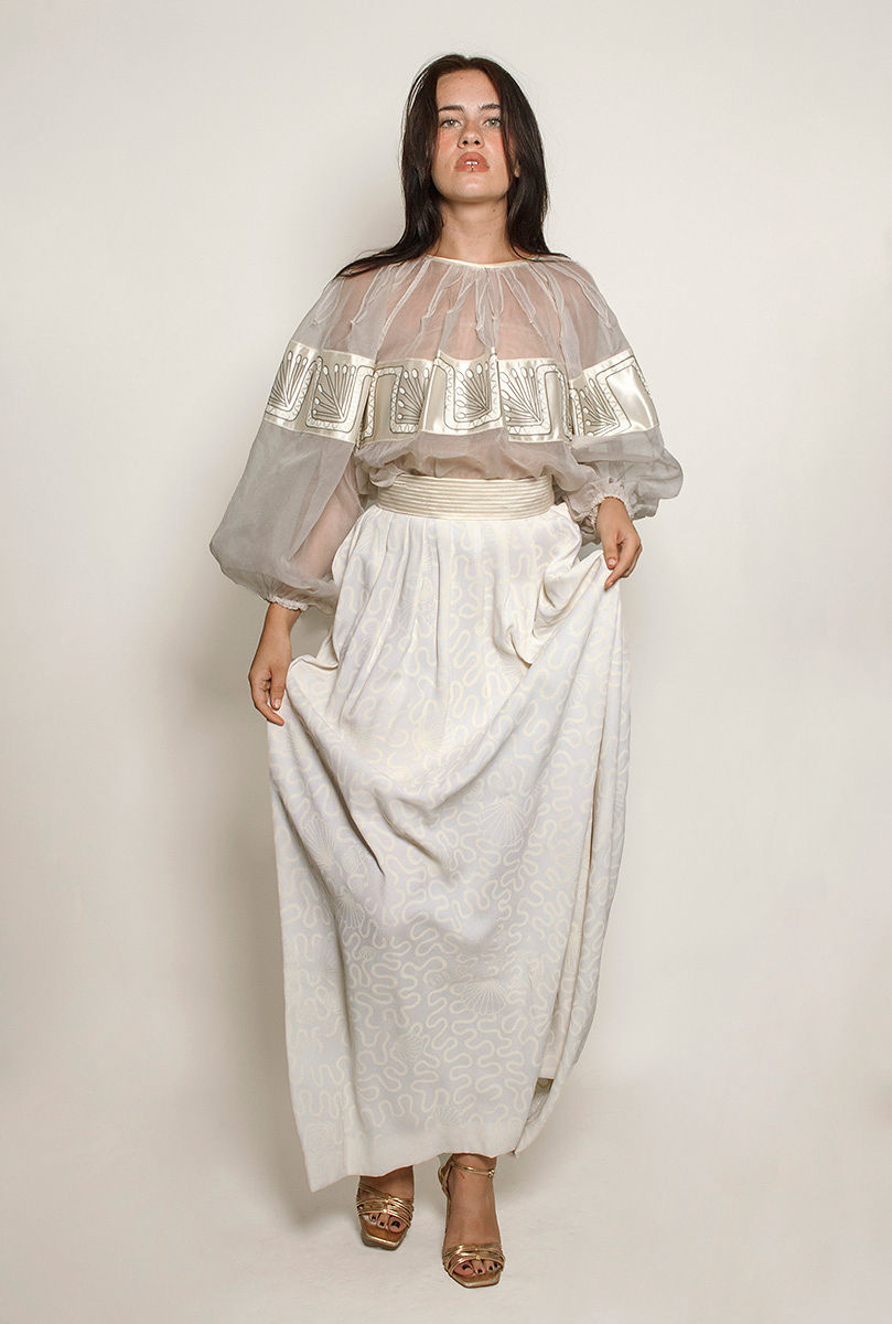Zandra Rhodes White Skirt Set - The Kit Vintage