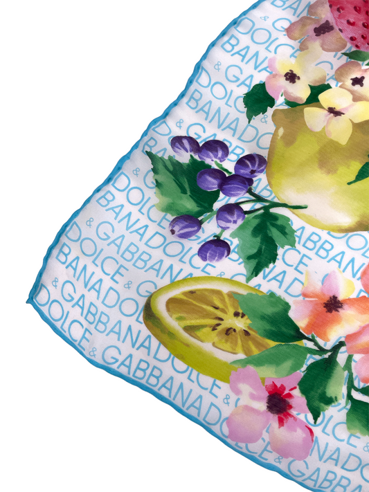 Dolce & Gabbana Cherry Floral Silk Scarf - The Kit Vintage