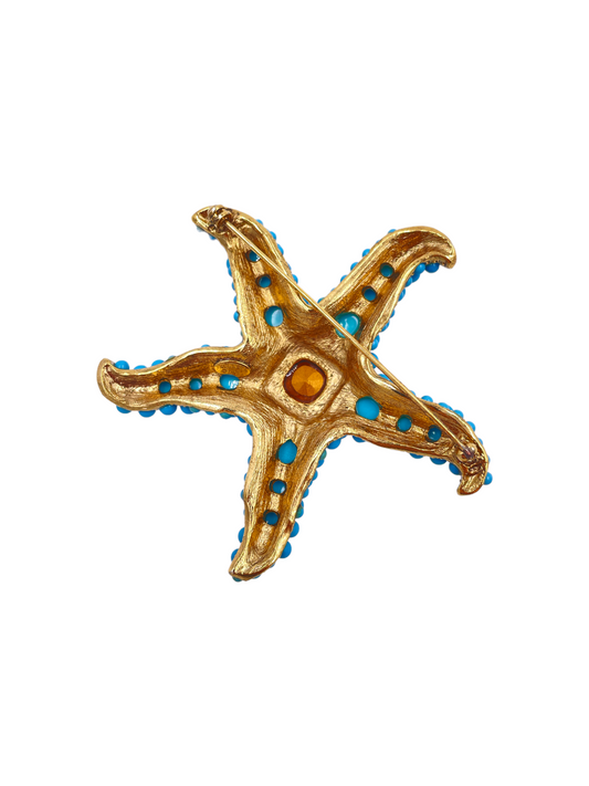 Kenneth Jay Lane Turqouise Star Fish Brooch - The Kit Vintage