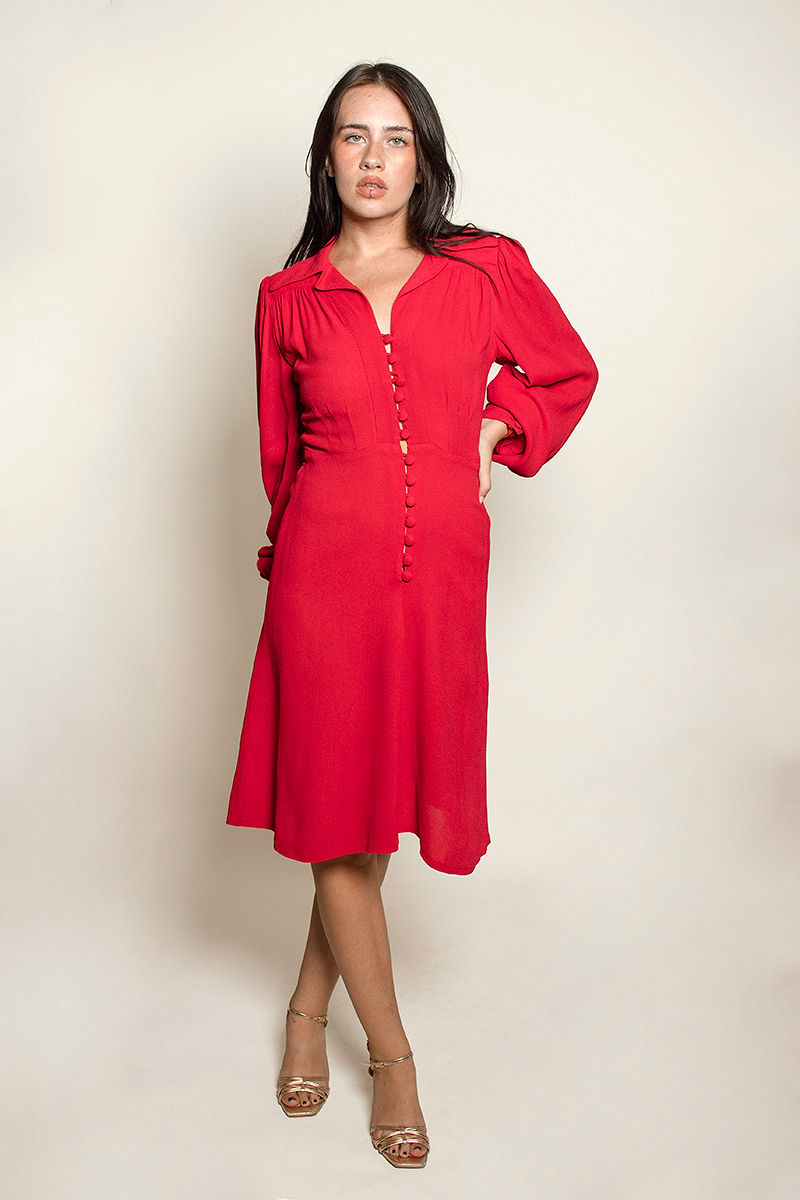 Ossie Clark Red Crepe dress - The Kit Vintage